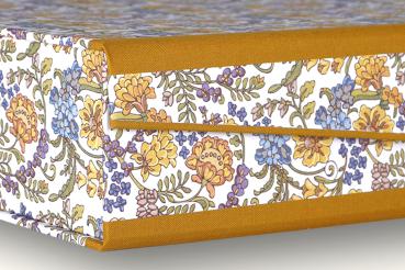 Archival box "Otti", flowers yellow - blue, handmade box